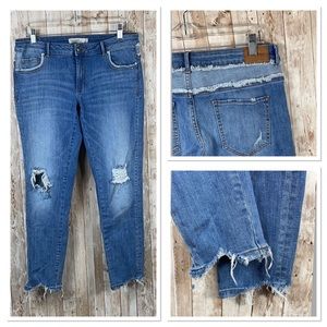 Zara Basic Z1975 Denim Distressed Skinny Sz 10